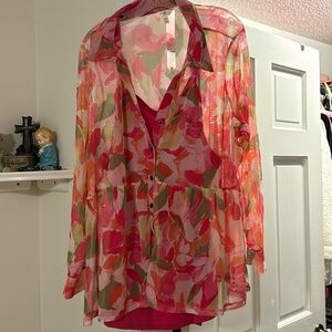 🩷🧡🩷🧡 absolutely beautiful mesh blouse with tank attached - GENTLY USED!